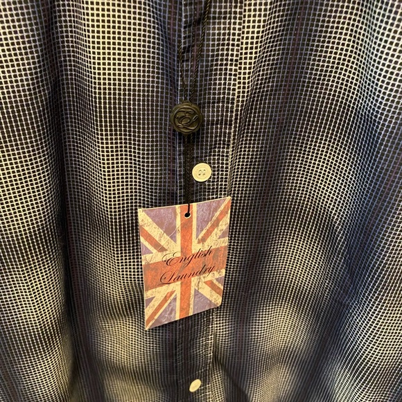 NWT English Laundry Ombre Micro Plaid Grid Button Down Shirt Flip Cuff LS XL - Picture 4 of 11